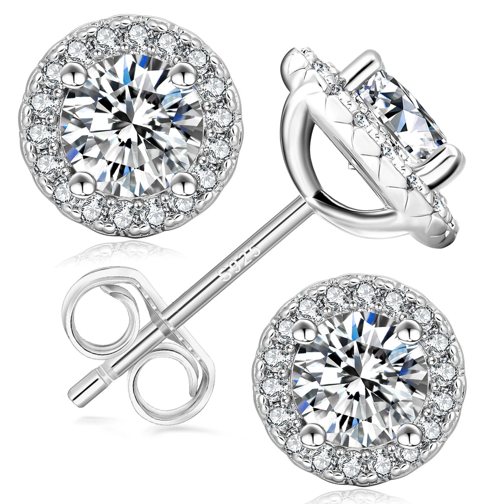 💎Pendientes Stud de Plata 925 con Moissanita – Brillo que Enamora