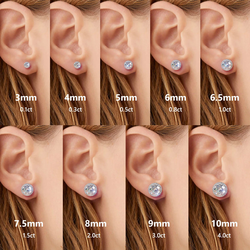 💎Pendientes Stud de Plata 925 con Moissanita – Brillo que Enamora