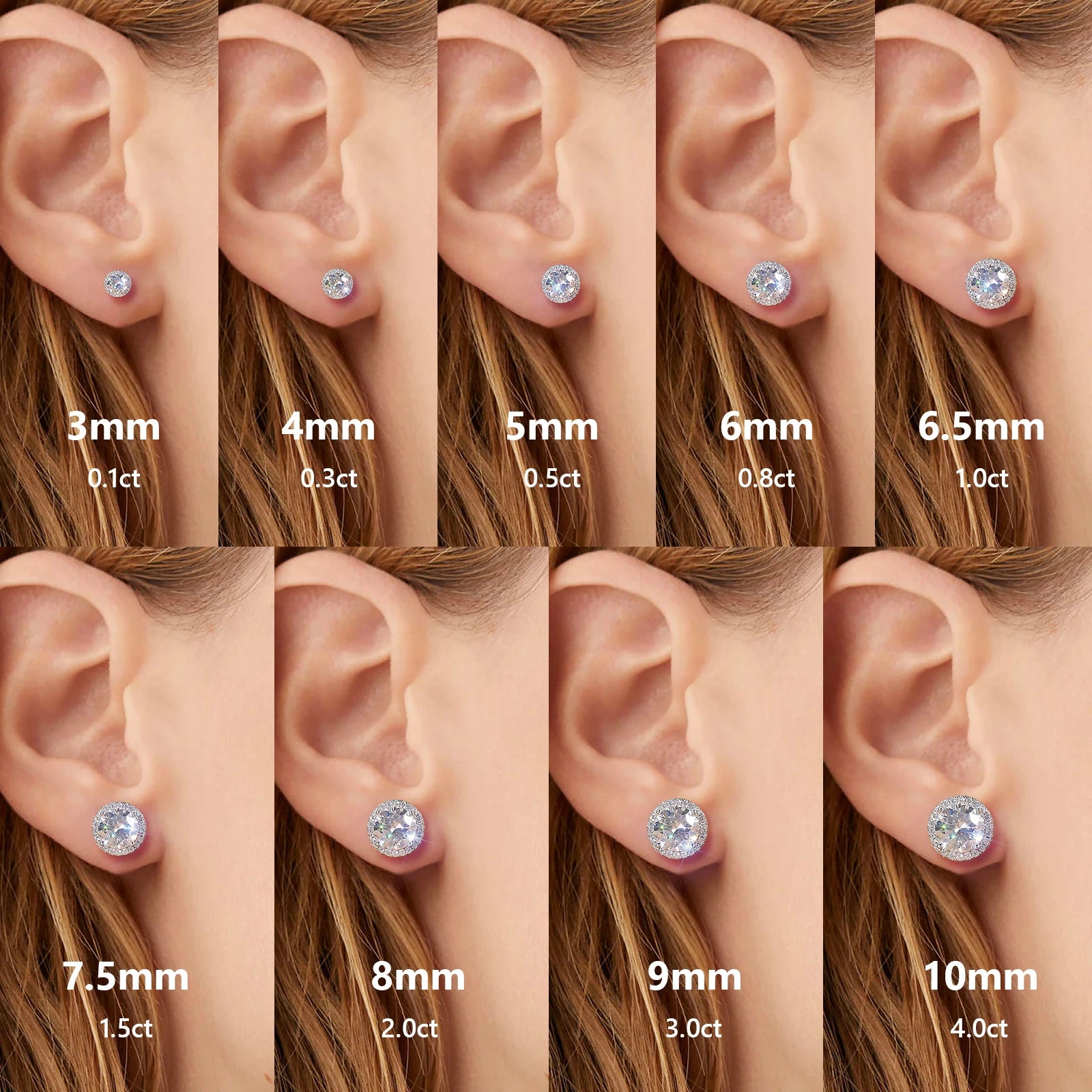 💎Pendientes Stud de Plata 925 con Moissanita – Brillo que Enamora