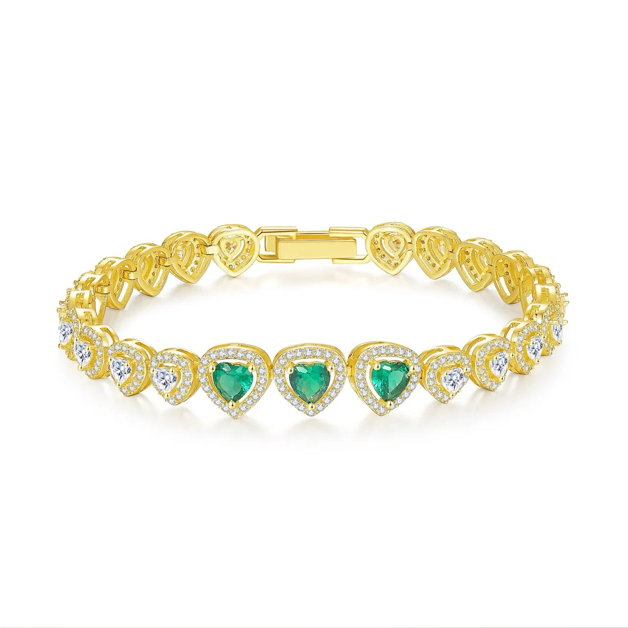 ✨ Pulsera Tennis Dorada con Piedra Verde – Elegancia que Deja Huella ✨