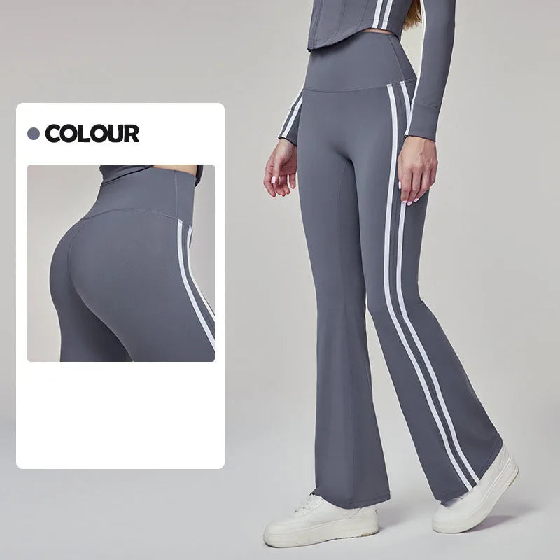 Leggings Deportivos Mujer Cintura Alta – Slim Fit con Líneas Blancas | Yoga & Gym