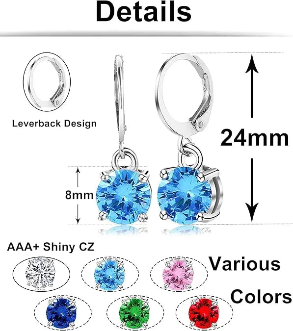 Set de 6 Pendientes Colgantes Multicolor con Zirconias