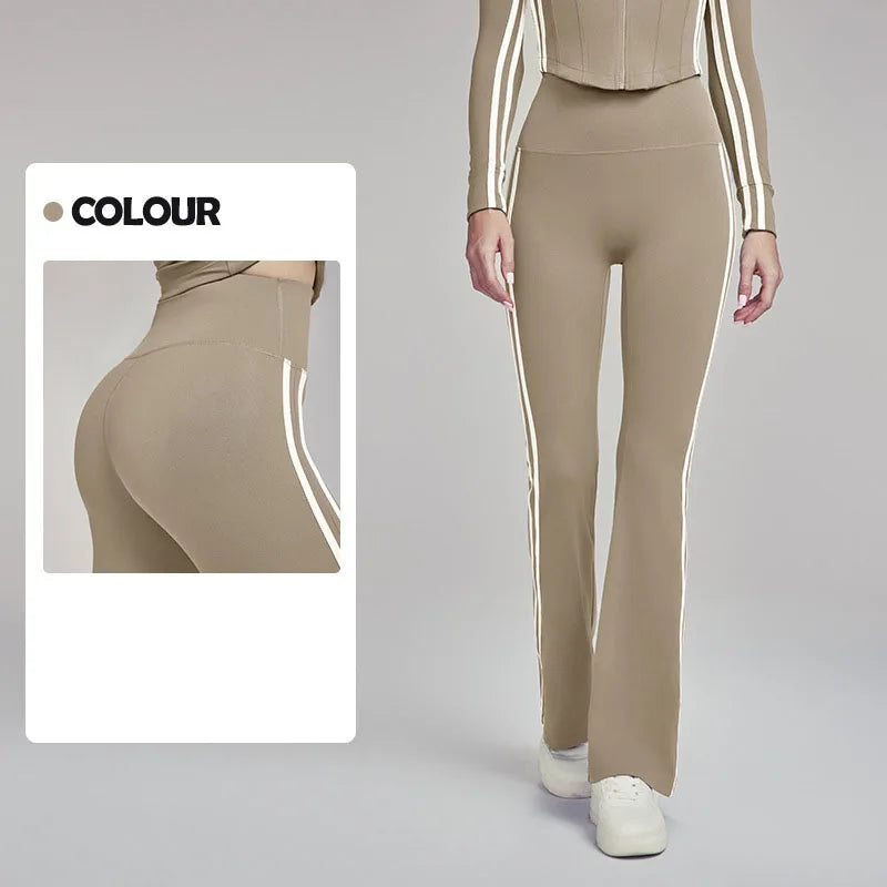 Leggings Deportivos Mujer Cintura Alta – Slim Fit con Líneas Blancas | Yoga & Gym