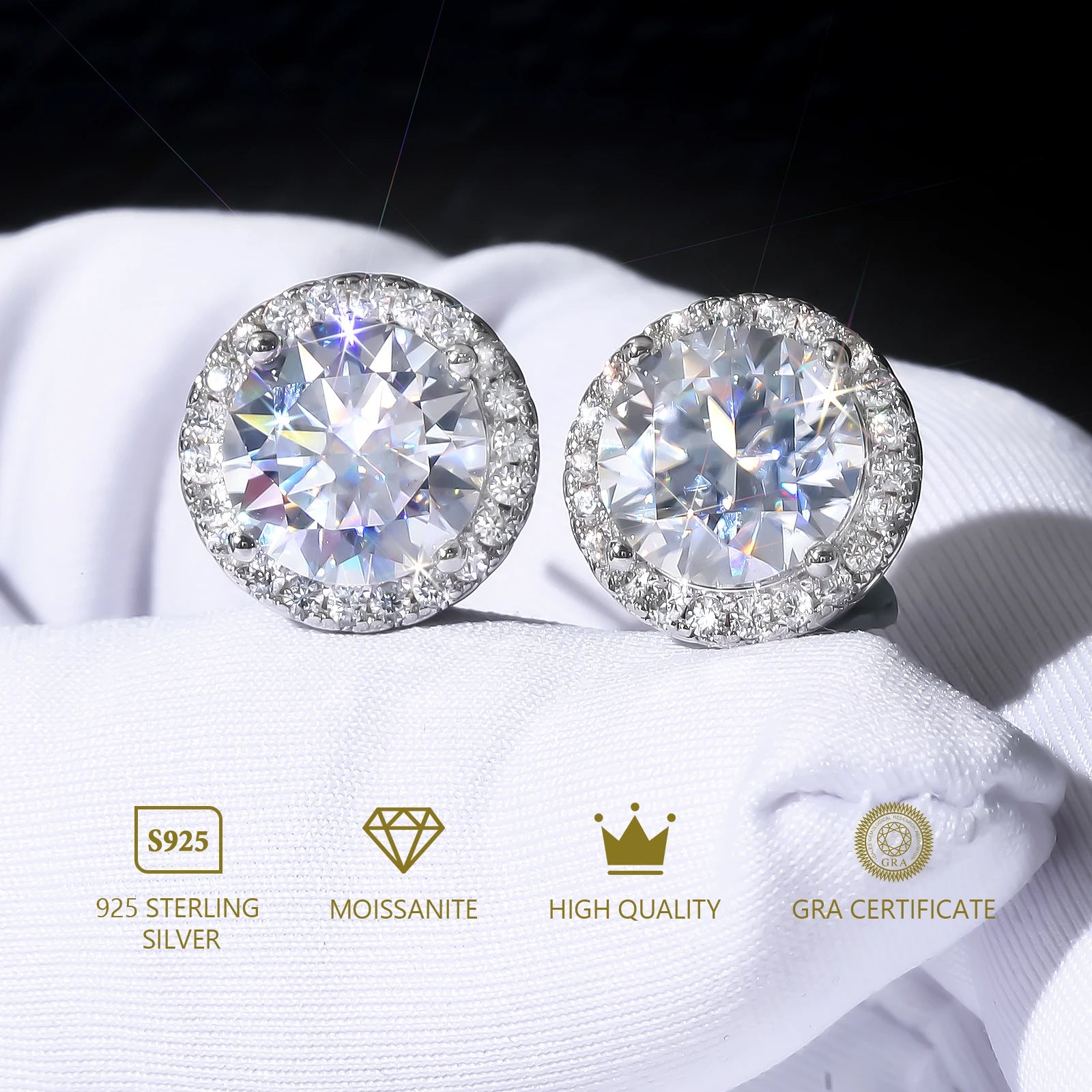 💎Pendientes Stud de Plata 925 con Moissanita – Brillo que Enamora