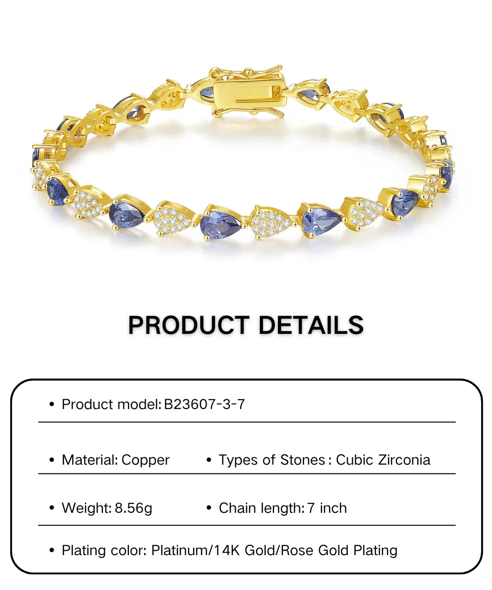 Pulsera Tennis Mujer Baño de Oro 14K – Cadena Link con Zirconias Brillantes