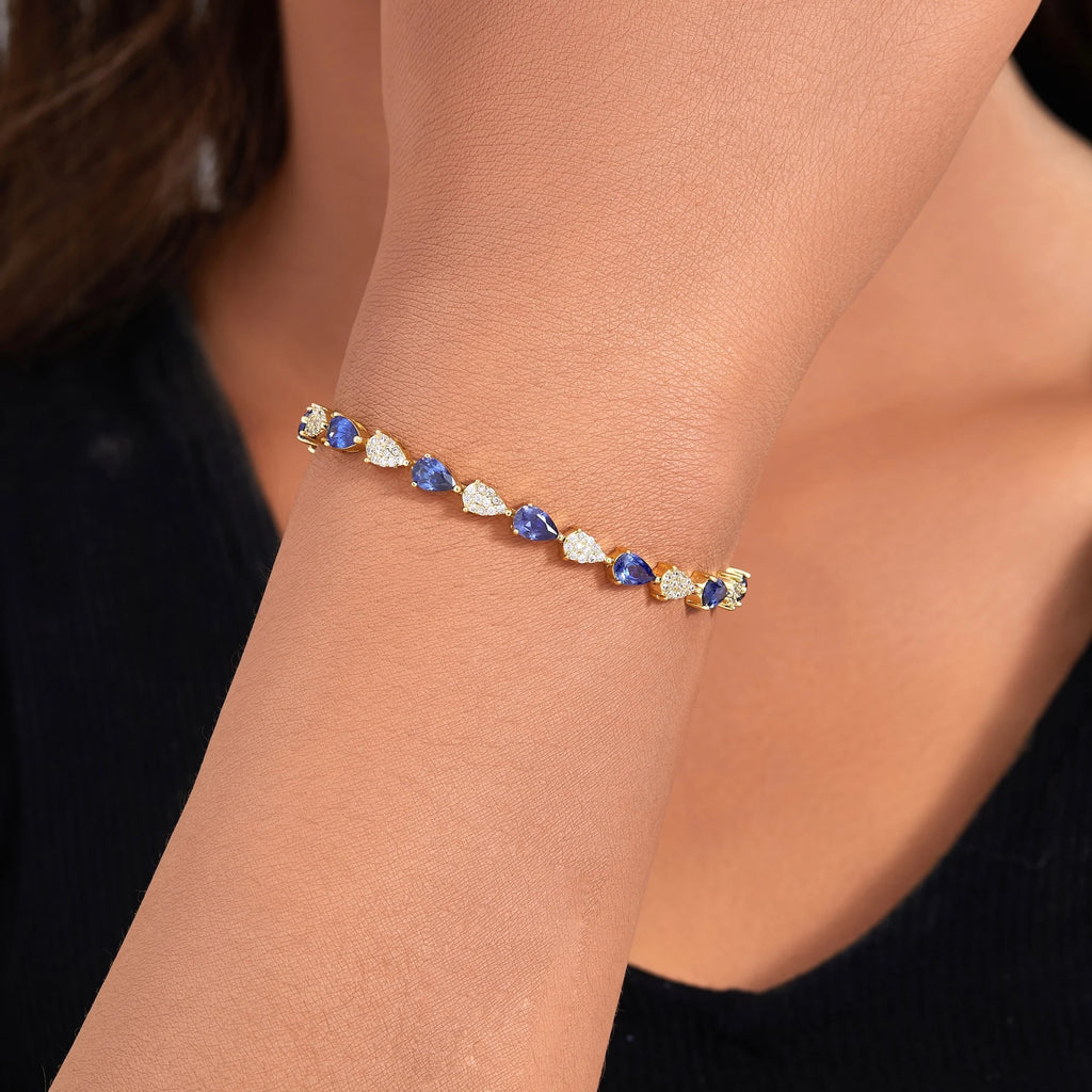 Pulsera Tennis Mujer Baño de Oro 14K – Cadena Link con Zirconias Brillantes