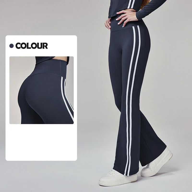 Leggings Deportivos Mujer Cintura Alta – Slim Fit con Líneas Blancas | Yoga & Gym