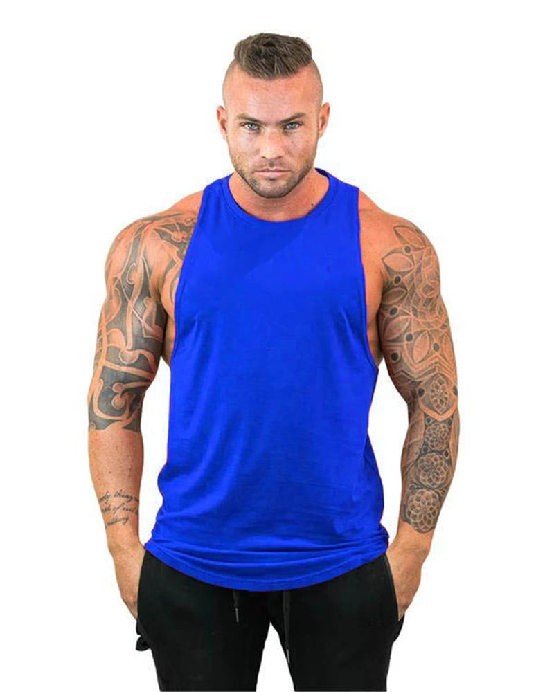 Camiseta Sin Mangas con Capucha Hombre – Tank Top Fitness Algodón Bodybuilding