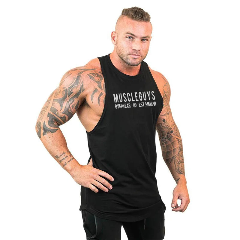 Camiseta Sin Mangas con Capucha Hombre – Tank Top Fitness Algodón Bodybuilding