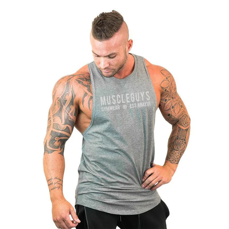 Camiseta Sin Mangas con Capucha Hombre – Tank Top Fitness Algodón Bodybuilding