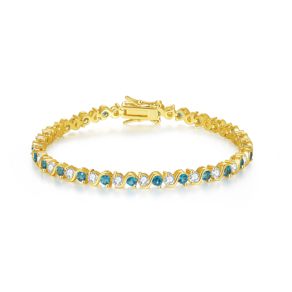 Pulsera Cadena Mujer Baño de Oro 14K – Zirconia Brillante Estilo Tennis