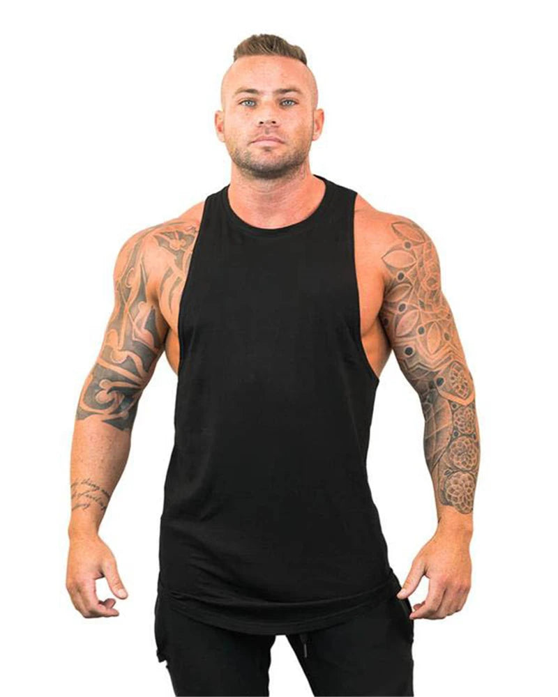 Camiseta Sin Mangas con Capucha Hombre – Tank Top Fitness Algodón Bodybuilding
