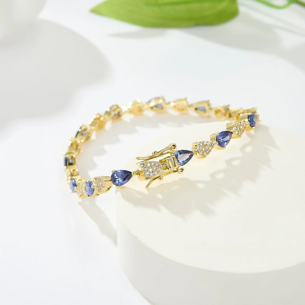 Pulsera Tennis Mujer Baño de Oro 14K – Cadena Link con Zirconias Brillantes