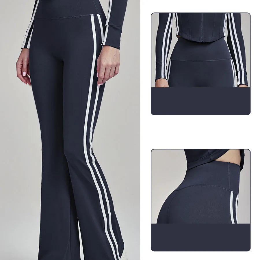 Leggings Deportivos Mujer Cintura Alta – Slim Fit con Líneas Blancas | Yoga & Gym