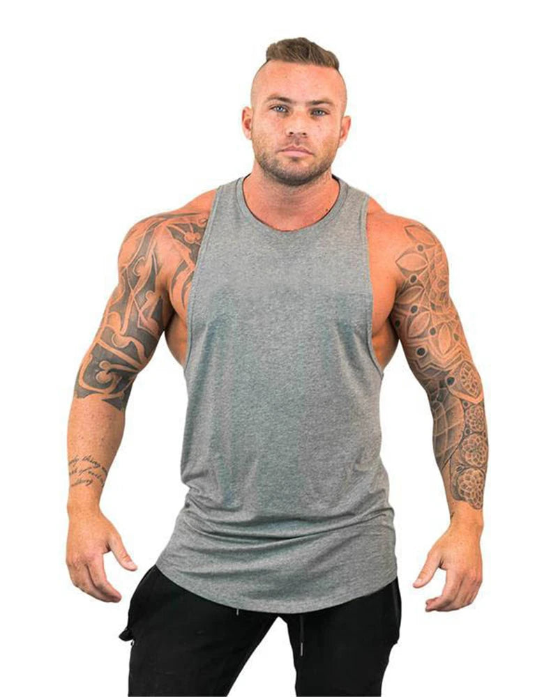 Camiseta Sin Mangas con Capucha Hombre – Tank Top Fitness Algodón Bodybuilding