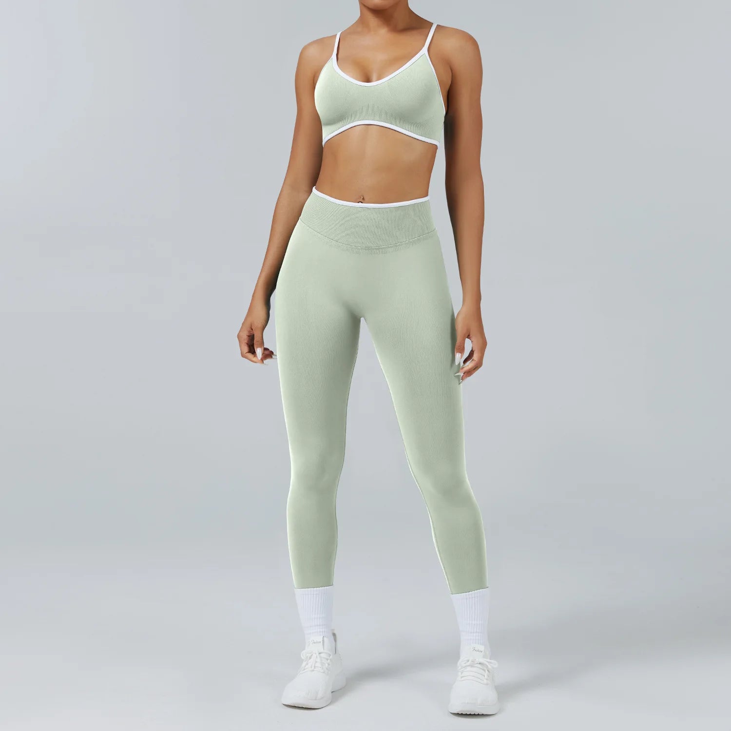 Conjunto Deportivo Mujer 2 Piezas Push Up – Leggings Cintura Alta + Crop Top Manga Larga (XP219)  ✨
