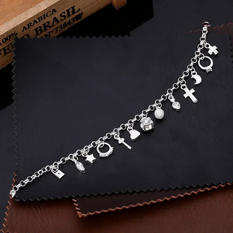 Pulsera de Plata 925 con 13 Dijes – Regalo Elegante para Mujer