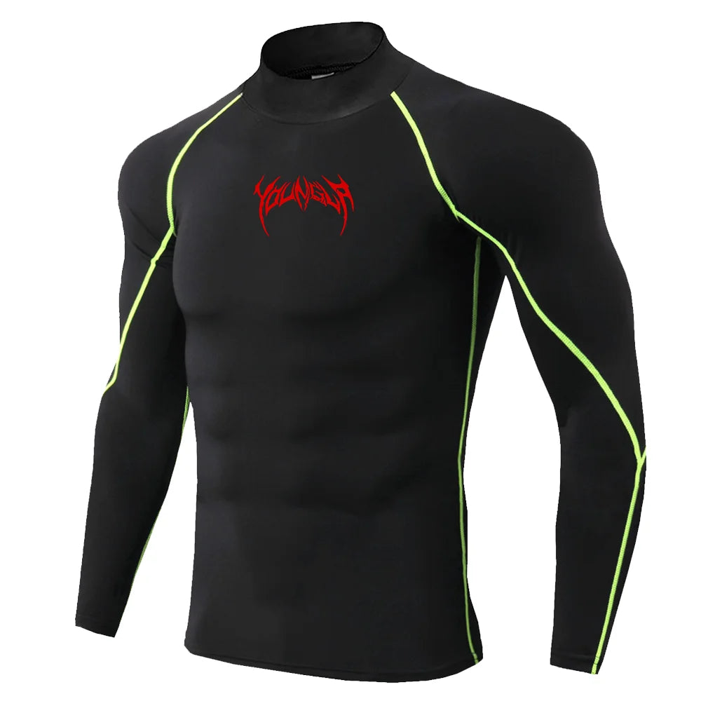 Camiseta Deportiva Hombre Gothic Fit – Ajustada, Cuello Alto y Secado Rápido (S–3XL)
