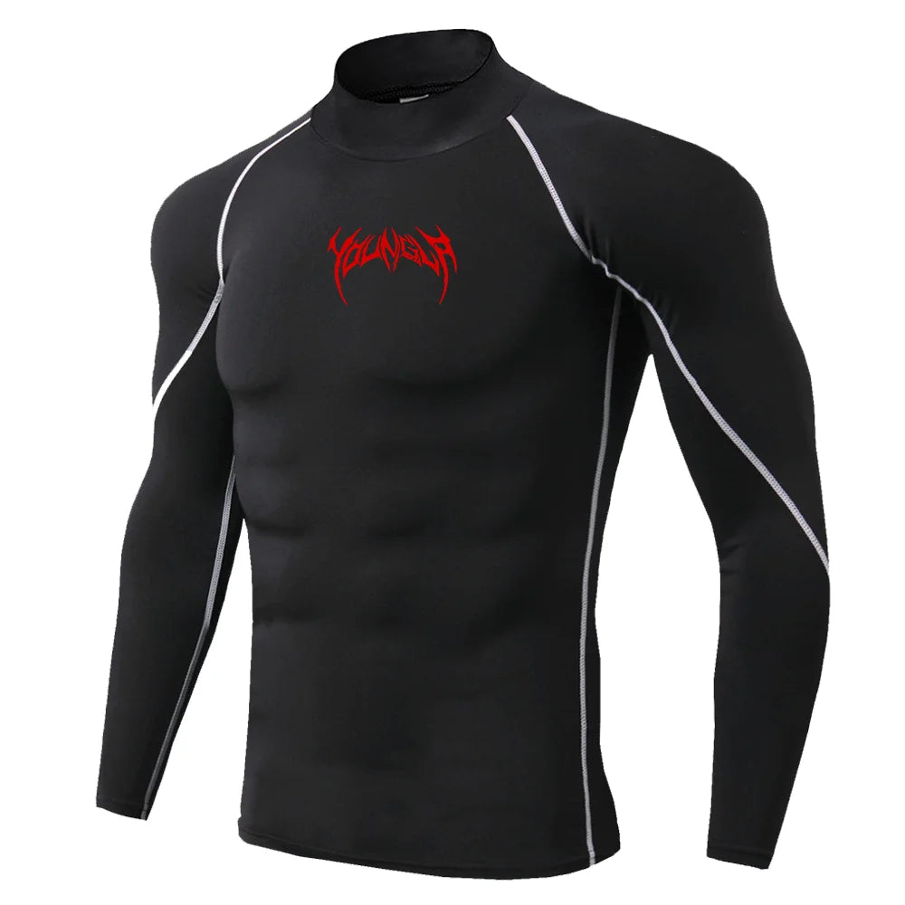 Camiseta Deportiva Hombre Gothic Fit – Ajustada, Cuello Alto y Secado Rápido (S–3XL)