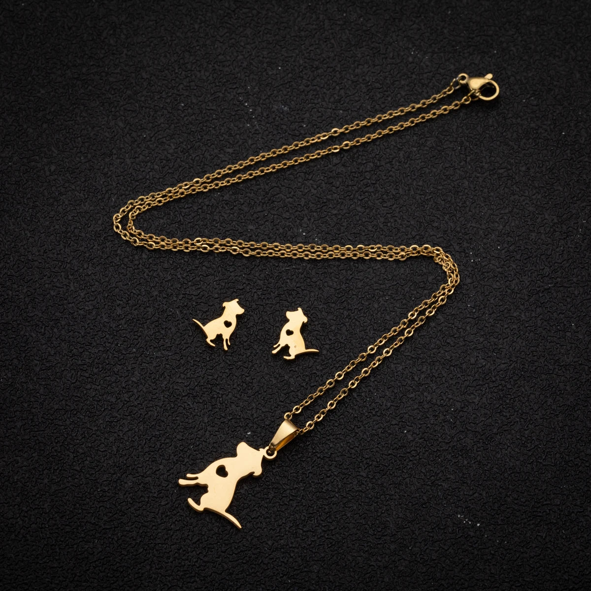 Set de Joyería Mujer – Collar con Dije + Aretes DIY Animal (Perro)