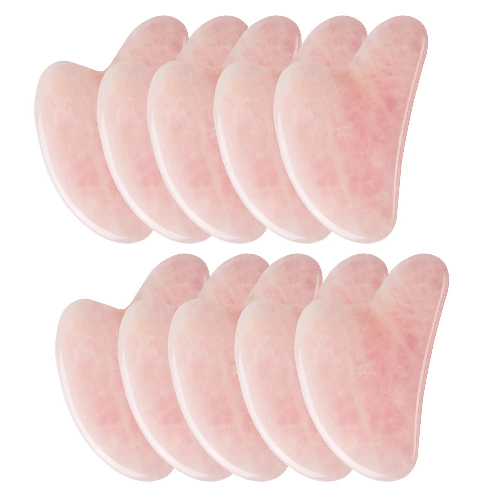 Gua Sha Facial de Cuarzo Rosa Natural – Masaje Facial Lifting & Anti-Edad
