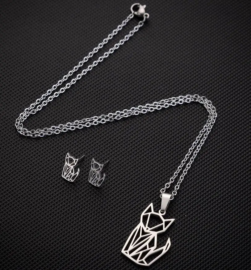 Set de Joyería Mujer – Collar con Dije + Aretes DIY Animal (Perro)