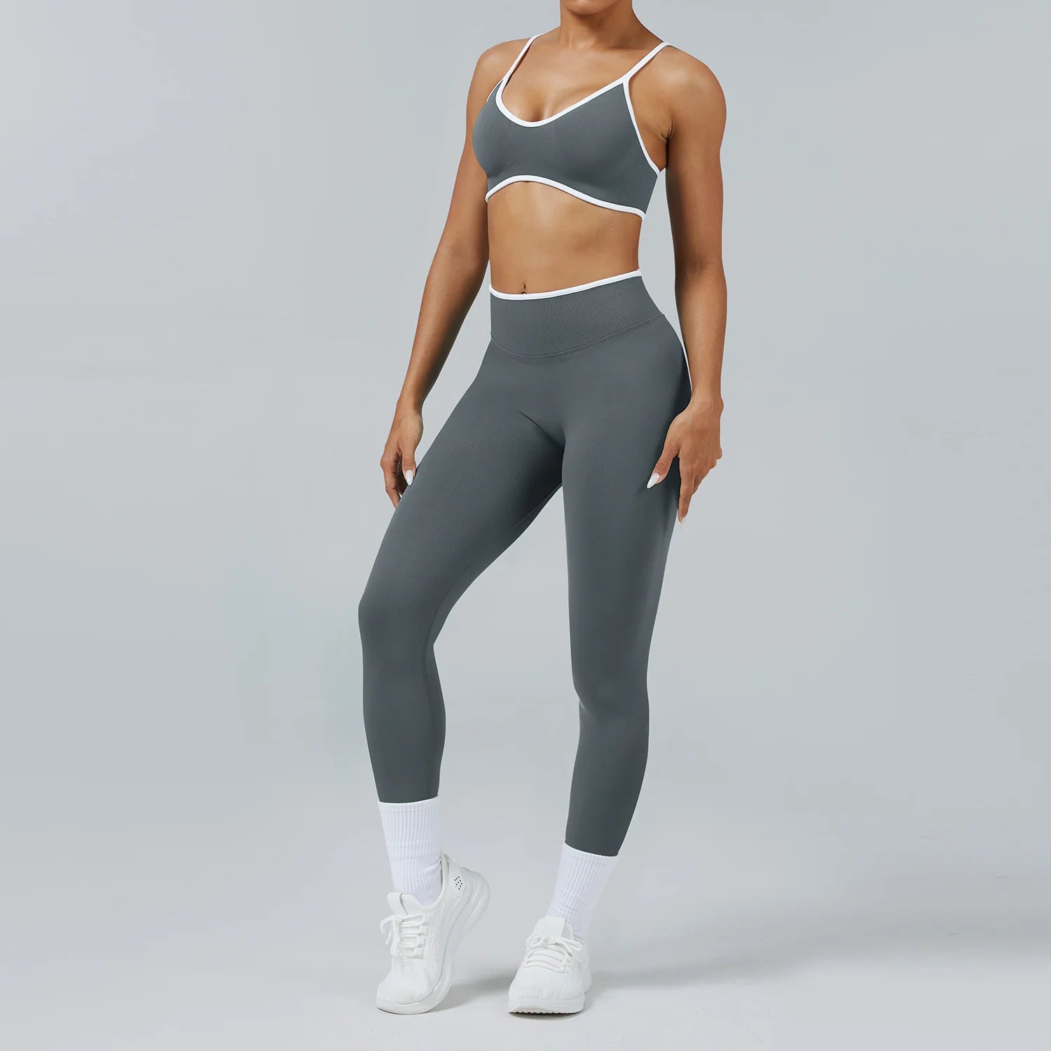 Conjunto Deportivo Mujer 2 Piezas Push Up – Leggings Cintura Alta + Crop Top Manga Larga (XP219)  ✨