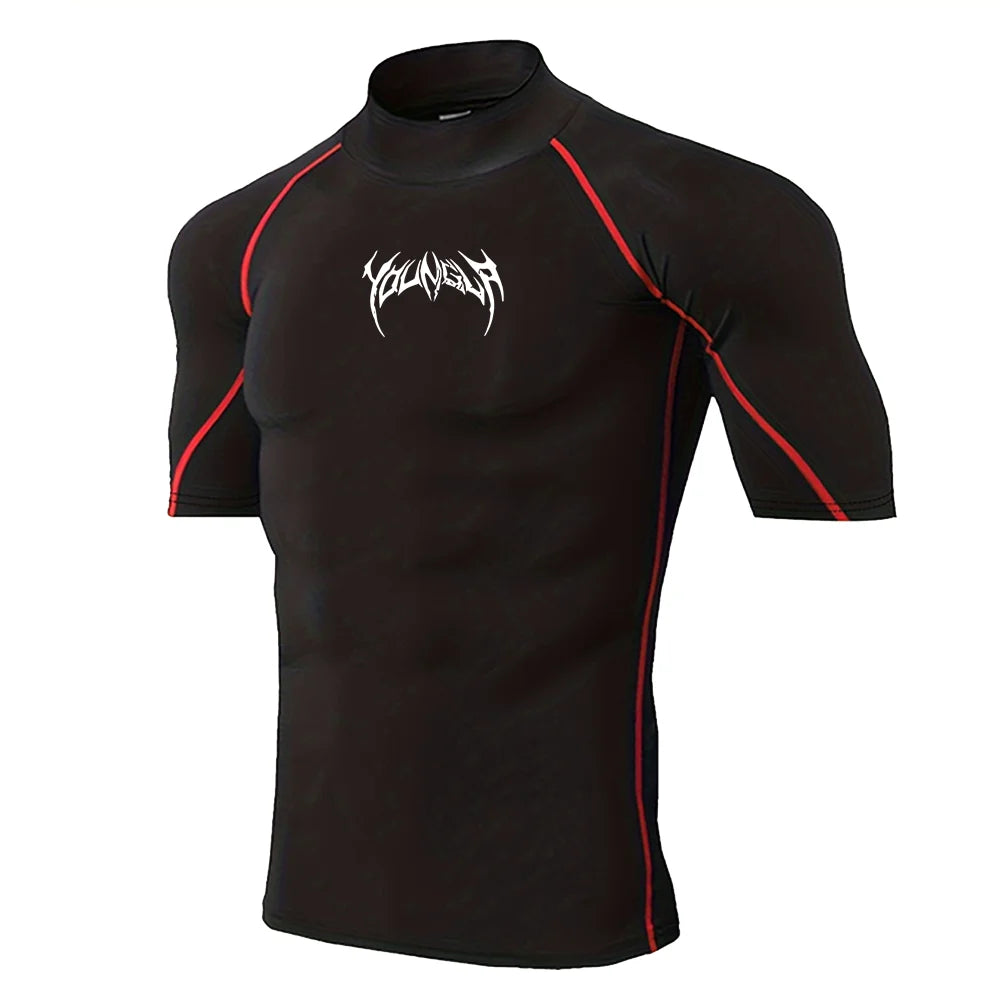 Camiseta Deportiva Hombre Gothic Fit – Ajustada, Cuello Alto y Secado Rápido (S–3XL)