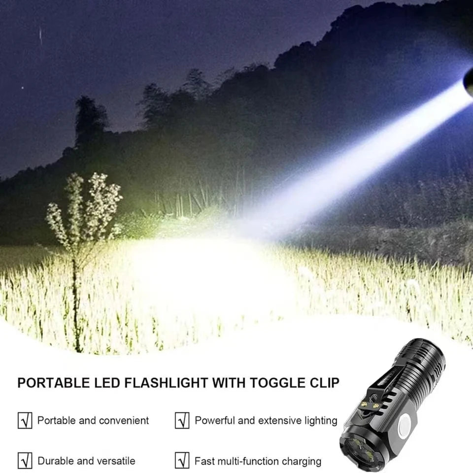 Mini Linterna LED Potente Recargable – Multifunción con Clip para Gorra