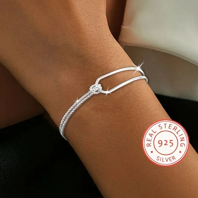 Pulsera Minimalista de Plata 925 con Diseño Geométrico