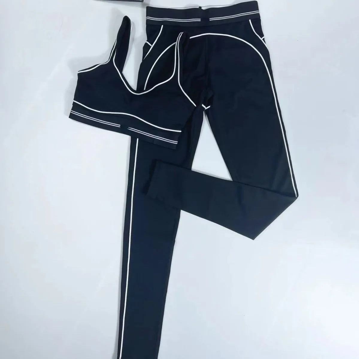 Conjunto Deportivo Seamless Mujer 2 Piezas – Leggings Cintura Alta + Top Fitness