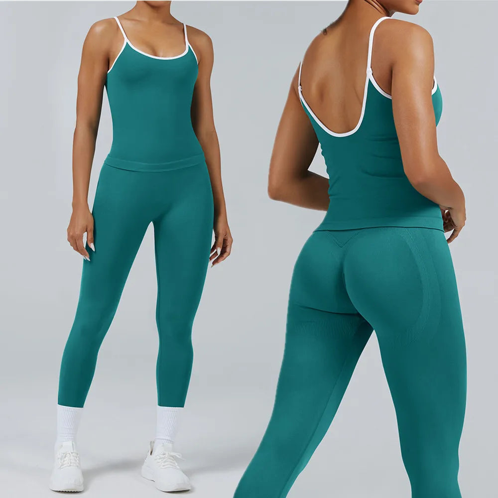 Conjunto Deportivo Mujer 2 Piezas Push Up – Leggings Cintura Alta + Crop Top Manga Larga (XP219)  ✨
