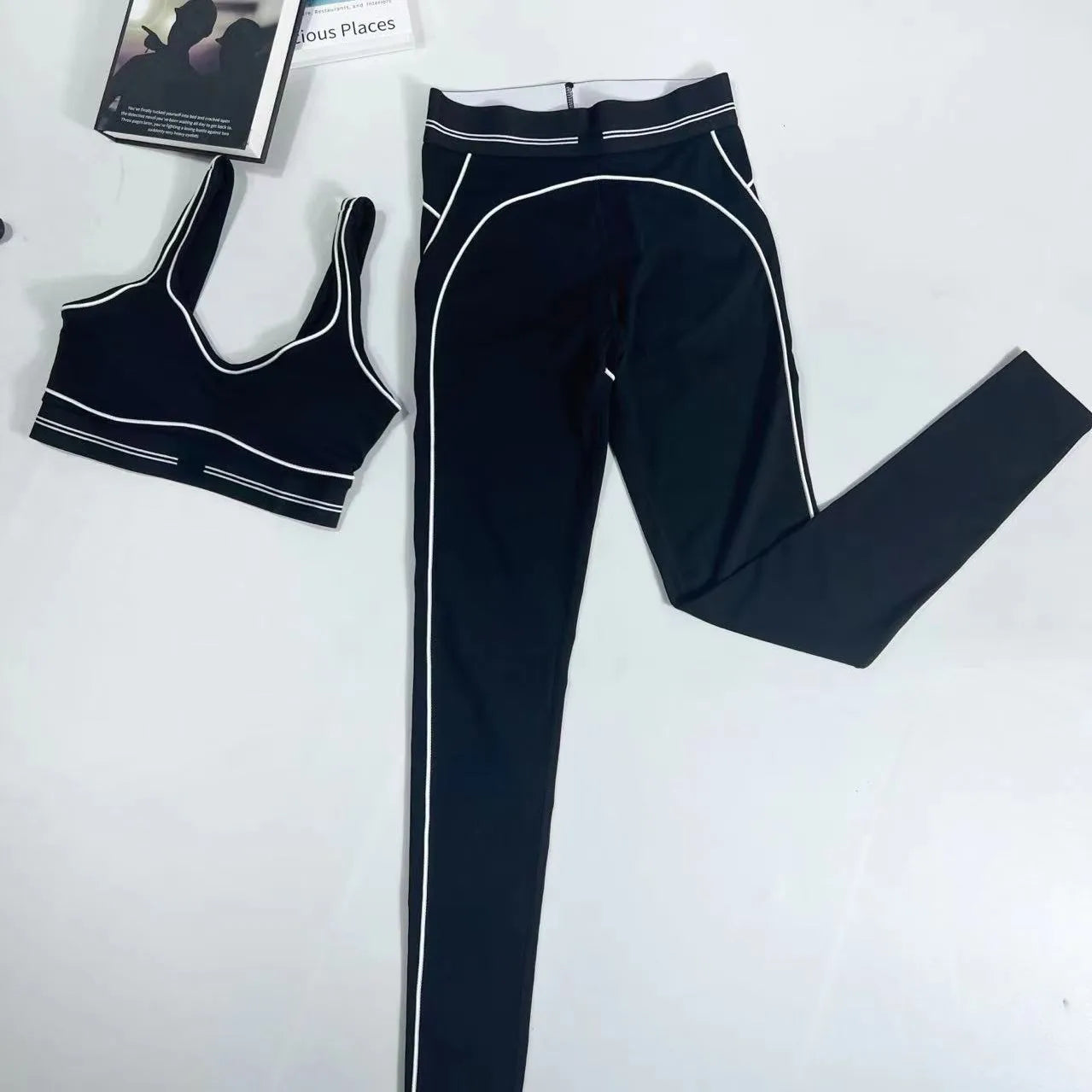 Conjunto Deportivo Seamless Mujer 2 Piezas – Leggings Cintura Alta + Top Fitness