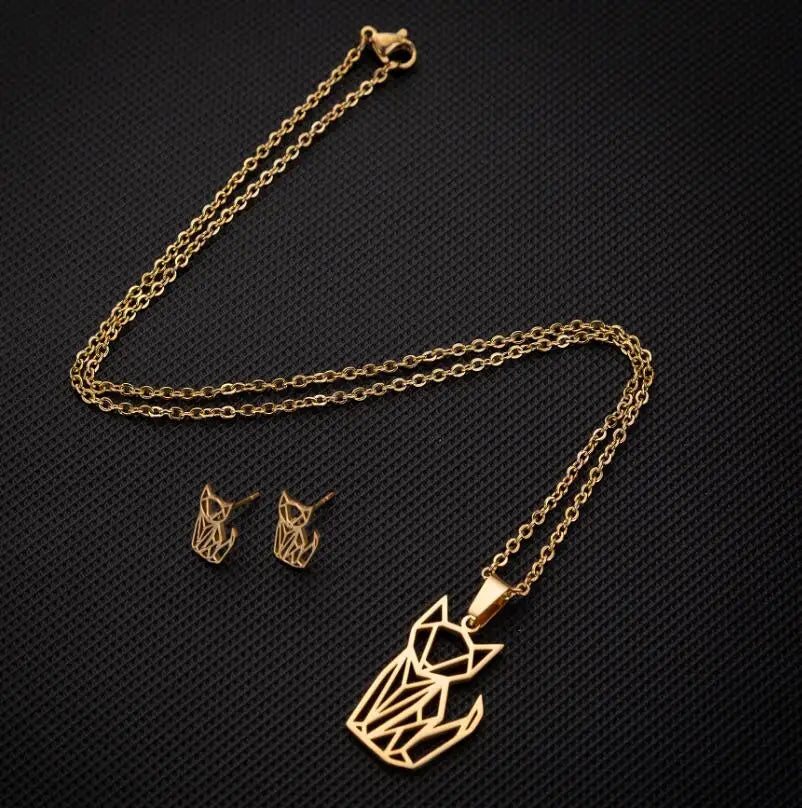 Set de Joyería Mujer – Collar con Dije + Aretes DIY Animal (Perro)