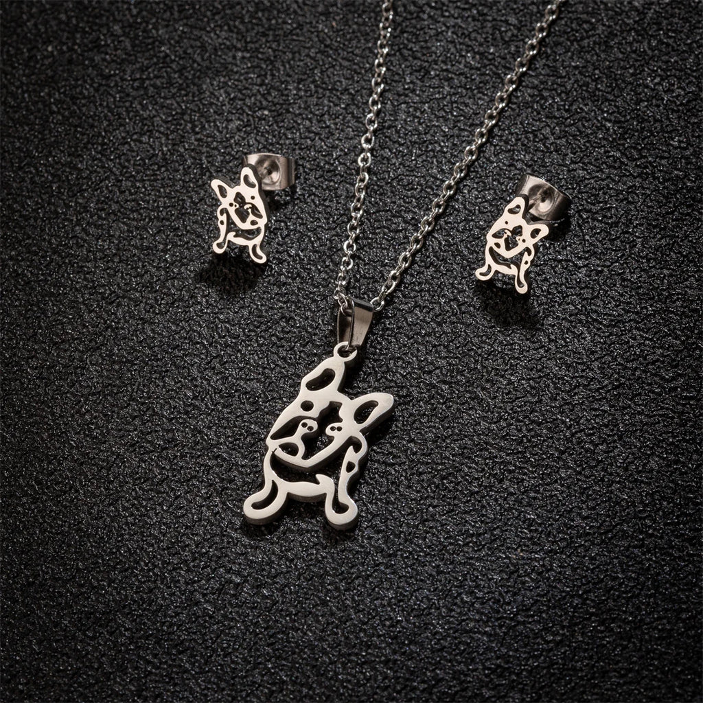 Set de Joyería Mujer – Collar con Dije + Aretes DIY Animal (Perro)