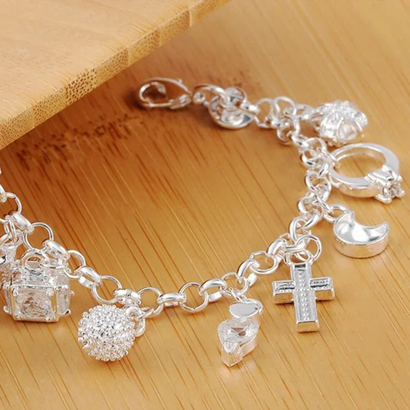Pulsera de Plata 925 con 13 Dijes – Regalo Elegante para Mujer