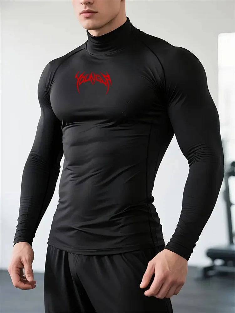 Camiseta Deportiva Hombre Gothic Fit – Ajustada, Cuello Alto y Secado Rápido (S–3XL)
