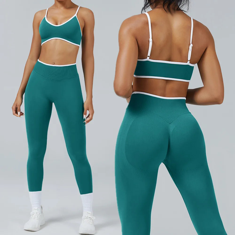 Conjunto Deportivo Mujer 2 Piezas Push Up – Leggings Cintura Alta + Crop Top Manga Larga (XP219)  ✨