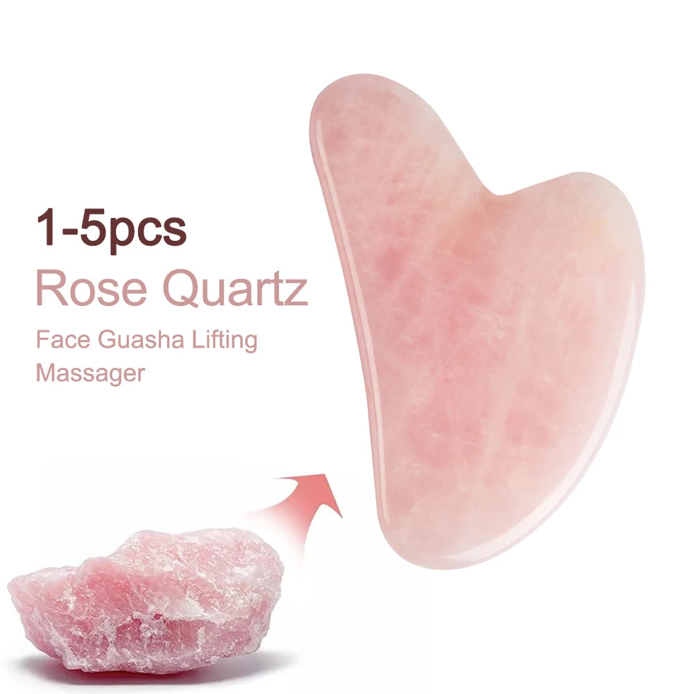 Gua Sha Facial de Cuarzo Rosa Natural – Masaje Facial Lifting & Anti-Edad