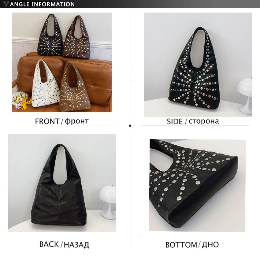 Bolso Tote Mujer Estilo Punk Chic – Grande con Tachuelas | Diseño Luxury