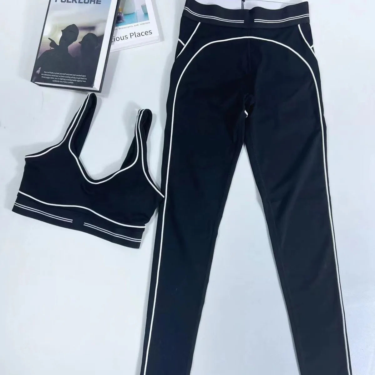 Conjunto Deportivo Seamless Mujer 2 Piezas – Leggings Cintura Alta + Top Fitness