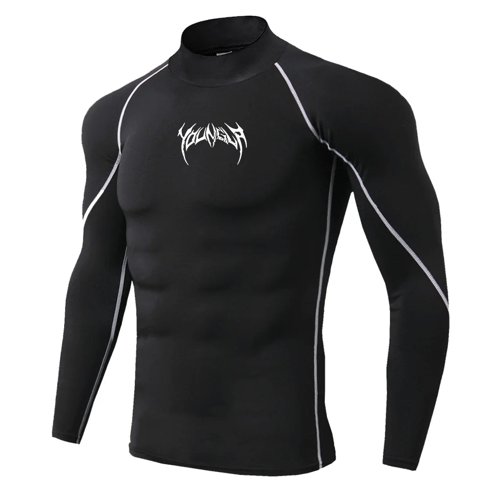 Camiseta Deportiva Hombre Gothic Fit – Ajustada, Cuello Alto y Secado Rápido (S–3XL)