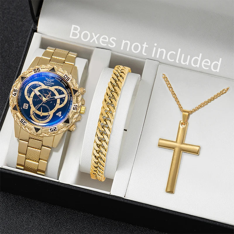 Reloj Masculino Analógico de Negocios – Cuarzo con Pulsera de Acero (Sin Caja)