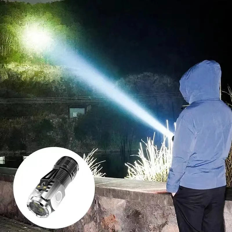 Mini Linterna LED Potente Recargable – Multifunción con Clip para Gorra