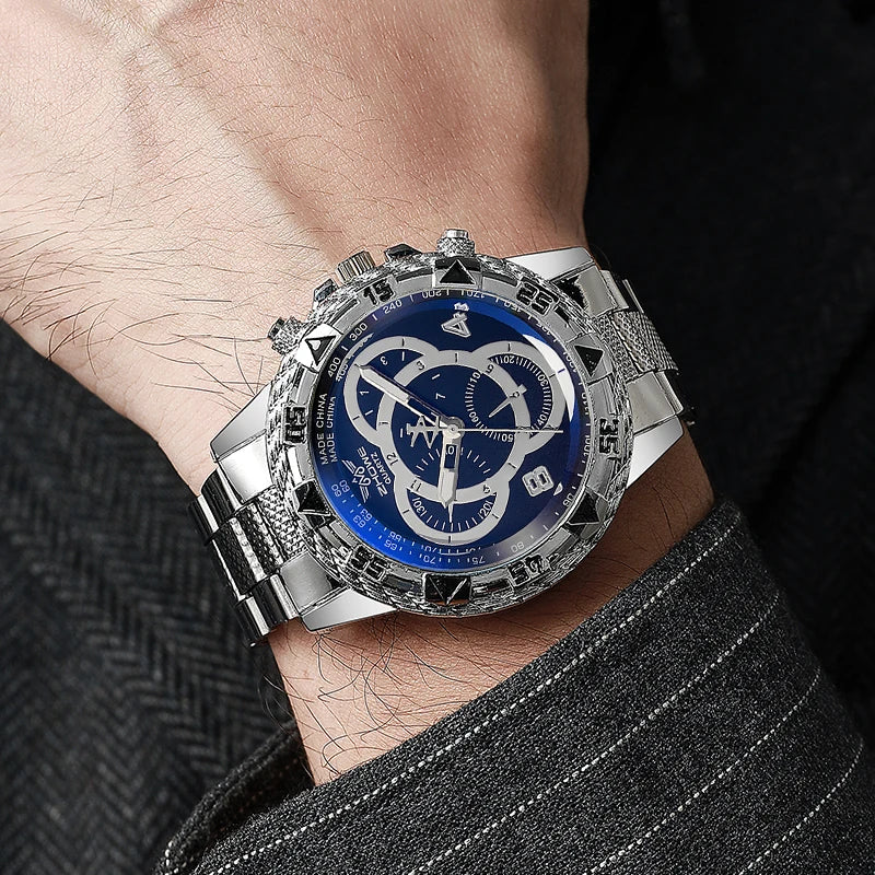 Reloj Masculino Analógico de Negocios – Cuarzo con Pulsera de Acero (Sin Caja)